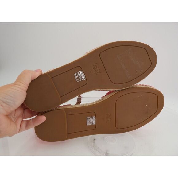 Eileen Fisher Womens Lala Espadrille Flat Size 11 Pink Red Leather Ankle Strap - Picture 6 of 13